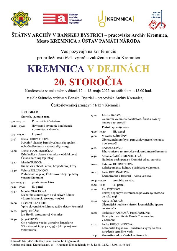plagát ku konferencii Kremnica v dejinách 20. storočia