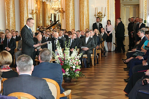 Šéf poľského Inštitútu pamäť národa Lukasz Kamiński počas slávnostného príhovoru.