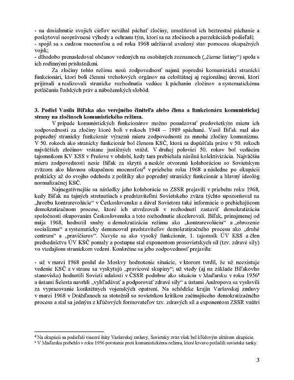 Foto: 3 strana - Odborné vyjadrenie na opatrenie na osobu RSDr. Vasila Biľaka a jeho verejného pôsobenia v období vlády komunistického režimu