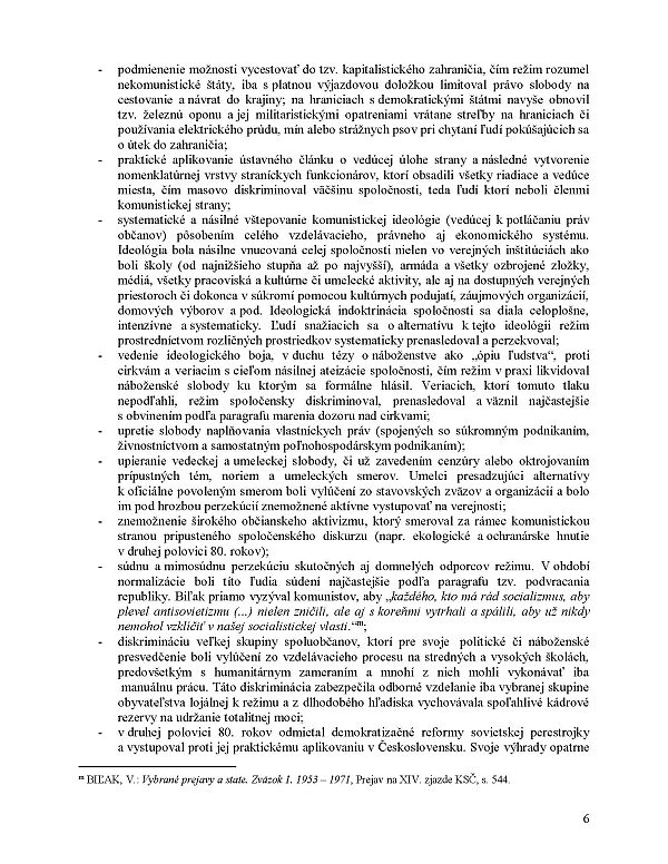 Foto: 6 strana - Odborné vyjadrenie na opatrenie na osobu RSDr. Vasila Biľaka a jeho verejného pôsobenia v období vlády komunistického režimu
