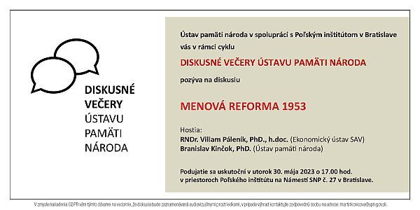pozvánka na DV Menová reforma 1953