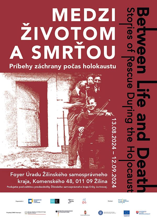 Plagát k prezentácii výstavy „Medzi životom a smrťou. Príbehy záchrany počas“ v Žiline