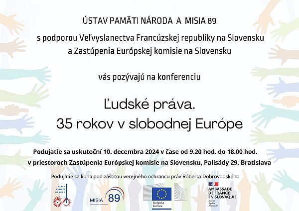 Obrázok pozvánky na konferenciu Ľudské práva. 35 rokov v slobodnej Európe.