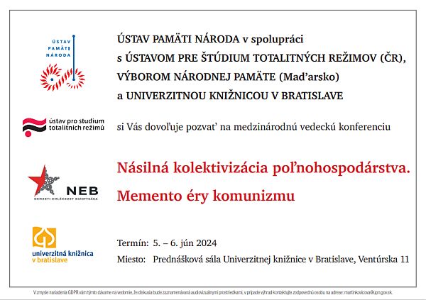 Pozvánka na konferenciu Násilná kolektivizácia poľnohospodárstva