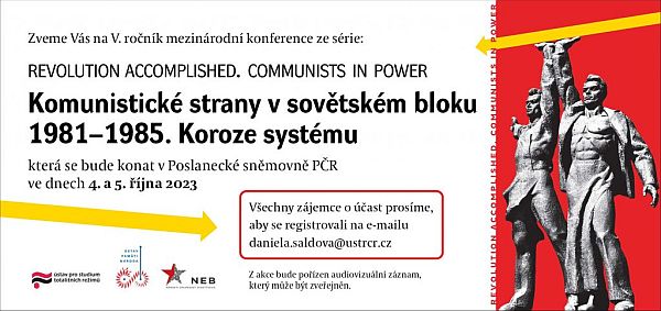 Obrázok: Pozvánka na konferenciu "Komunistické strany v sovětském bloku 1981–1985. Koroze systému"