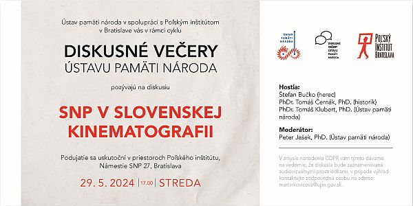 pozvánka na Diskusný večer SNP v Slovenskej kinematografii