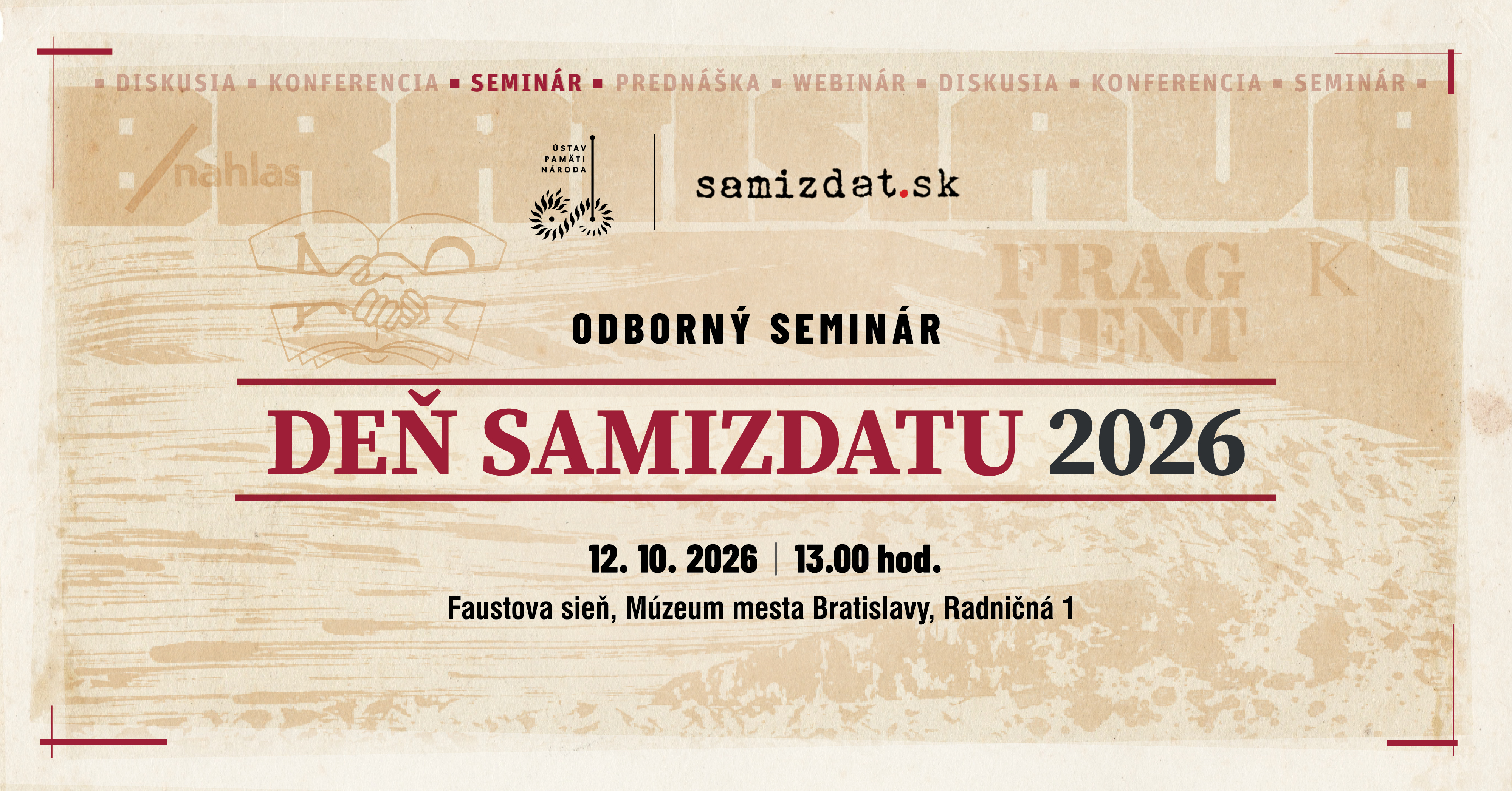 Pozvánka na odborný seminár Deň samizdatu 2026